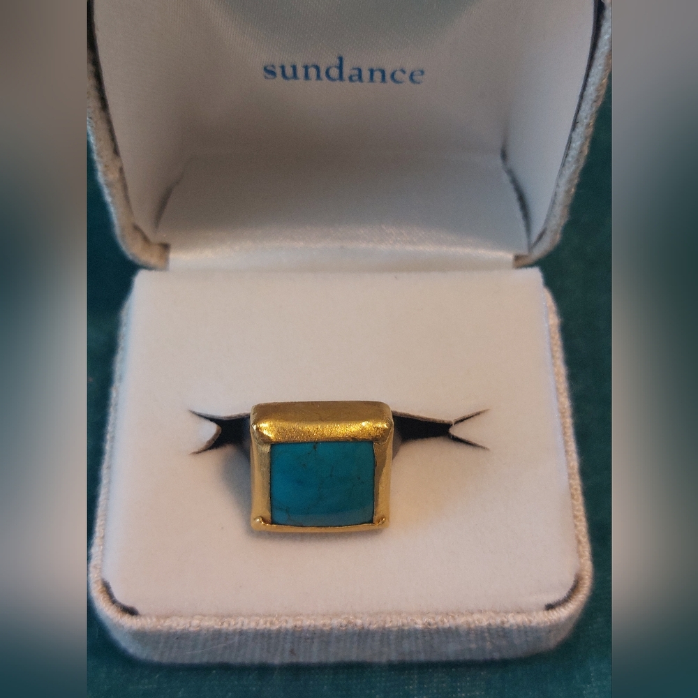 Sundance Phenomena Turquoise 24kt And Oxidized Sterling Silver Ring - Picture 3 of 5